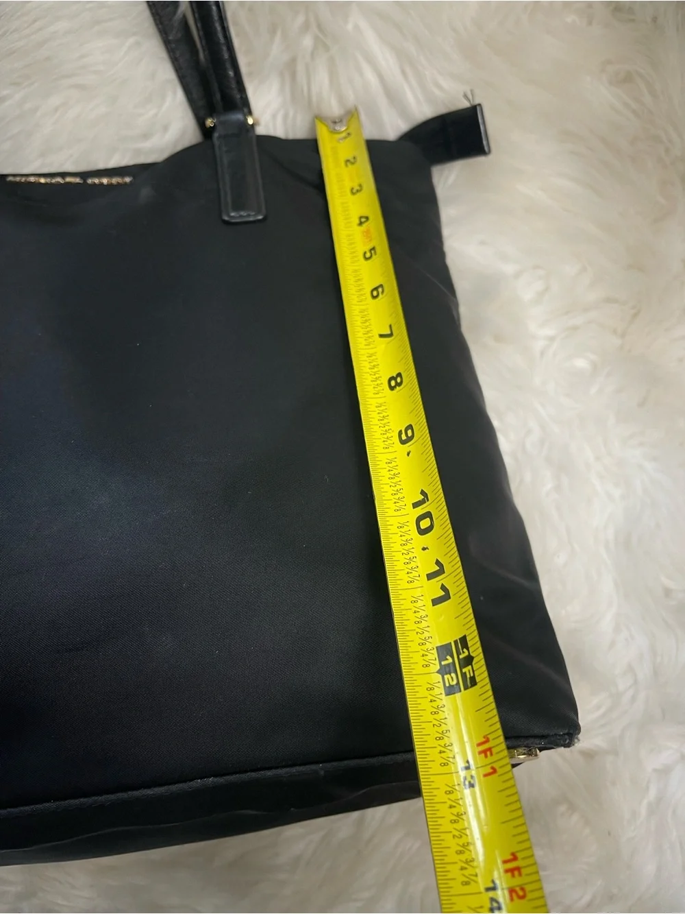 MICHAEL KORS Black Nylon Medium Tote with Gold tone Hardwares .
